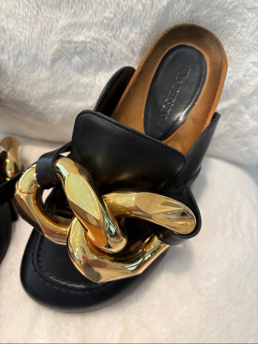 JW Anderson Chunky Napa Chain Slide Black Leather Slip-On Mules - Picture 5 of 7
